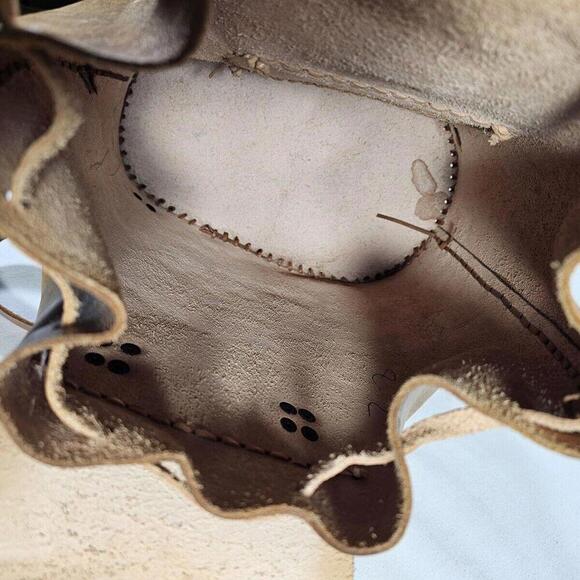 Vintage Handmade In Mexico Sturdy Brown Leather Backpack Cinch & Buckle - Picture 12 of 14